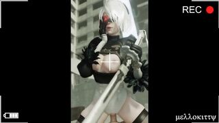 Nier Automata 2b Cowgirl Fuck Close Up - Unfolding Blindfold Showing Her Shy Ahegao Face