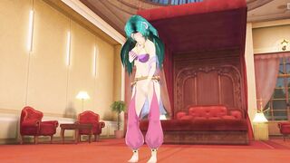 3D HENTAI Girl with blue hair masturbates her pussy and cums