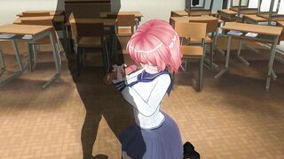 3D HENTAI Schoolgirl jerk off cock to her teacher