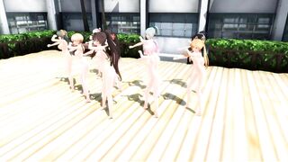 【MMD】Girls modified version in the courtyard【R-18】