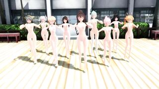 【MMD】Girls modified version in the courtyard【R-18】