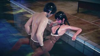 DVA relaxes in the pool and gets an orgasm