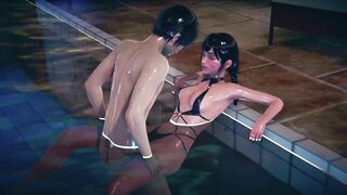 DVA relaxes in the pool and gets an orgasm