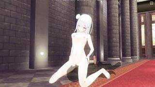 3D HENTAI Emilia loves to cum from tongue