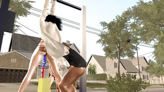 【 3D animation】被吊在单杠上供路人玩弄。Hanging from a horizontal bar for passers-by to play with.