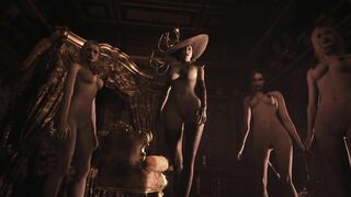 Resident Evil 8 Naked Dimitrescu's Daughters & Nude Lady Dimitrescu Black Lace Lingerie RE Village:
