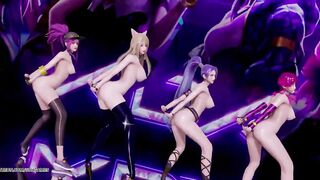 [MMD] Stellar - Marionette Naked Kpop Dance Ahri Akali Kaisa Evelynn Seraphine KDA Popstar 4K 60FPS