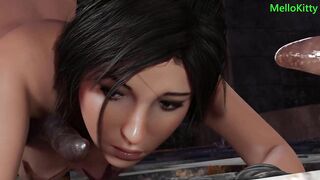 Busty Lara Croft Fucks Longest Dildo Machine - Double Penetration - First Anal