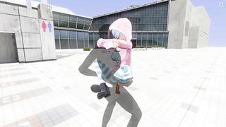 3D HENTAI Cute girlfriend fucks on the roof of the mall