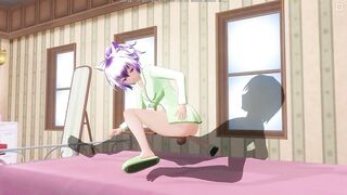 3D HENTAI Lovely girlfriend in green pajamas reverse cowgirl