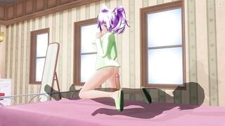3D HENTAI Lovely girlfriend in green pajamas reverse cowgirl