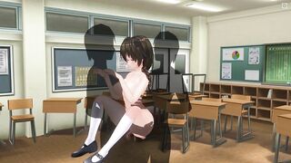 3D HENTAI Double penetration in a schoolgirl in the lifting position