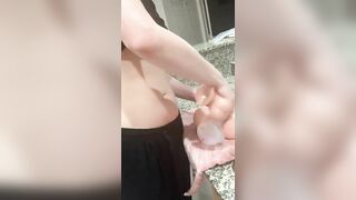 Futa cock stuck in extreme tight mini pussy