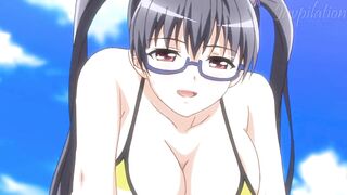 Anime Hentai Eroge At the Beach Getting Sucked and Fucked in Cowgirl by Gamer Girl