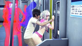 Schoolgirl fucked in the ass in the subway car
