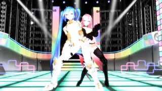 【SEX-MMD】KissKiss Miku x Futanari Luka sexdance【R-18】