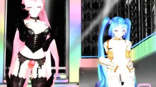 【SEX-MMD】KissKiss Miku x Futanari Luka sexdance【R-18】