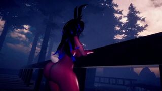 Lady relaxing on a bridge - VRchat