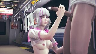 Schoolgirl jerks off cock to friend in public subway car