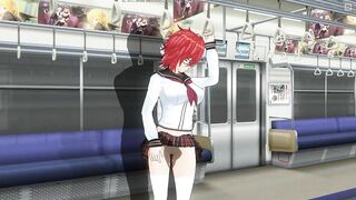 3D HENTAI Guy masturbates the pussy of the schoolgirl in the train