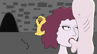 Animacion 2D (Jessica Evans) Chupa Polla De Hombre En Una Cueva- Borrador para animacion original .