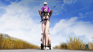 Riding The Wooden Horse Train (Yuri Bondage Sex) - 3D MMD