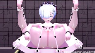 Re:Zero - Sex Slave Rem Gets Trained by Machines Bondage Sounding Spanking Squirting