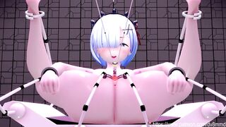 Re:Zero - Sex Slave Rem Gets Trained by Machines Bondage Sounding Spanking Squirting