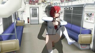 3D HENTAI Schoolgirl can't stop fucking big cock on the train