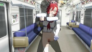 3D HENTAI Schoolgirl can't stop fucking big cock on the train