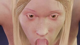 Animation 3D Hentai Rimming White female make BBC male clean asshole
