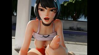 Fortnite Evie Handjob on a Hot Summer Day at the pool