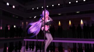 【MMD】Pole dance with huge breasts succubus【R-18】