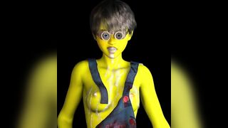 Minion Cosplayer Tits Covered With Cum