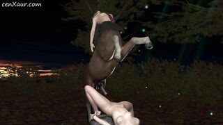 VR Game - centaur horse sex / cumshot (Hermione, Hogwarts parody)
