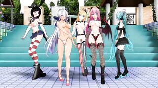 【MMD】Whimsical Mercy with half-naked girls【R-18】