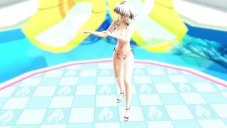 【MMD】Sakuya thighs jiggle (moon light dancing)【R-18】