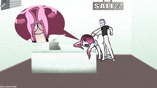 Pink Hair GIRL gets HORNY from HUGE COCK at the Store! Hentai 2D