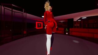 Femboy demon striptease in VR