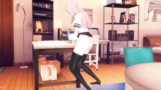 Gamer Girl Forgets to Turn off the Stream Masturbates on the table [3d hentai]