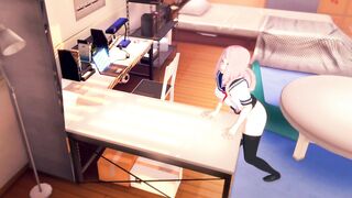 Gamer Girl Forgets to Turn off the Stream Masturbates on the table [3d hentai]