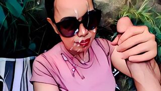 Artistic Facial Cumshot - Huge White Cock Blasts Filipina Cutie