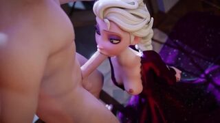 Hentai 3D Anime HORNY FROZEN Elsa Sucks Blowjob Deepthroat until Cum and Swallow