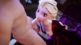 Hentai 3D Anime HORNY FROZEN Elsa Sucks Blowjob Deepthroat until CREAMPIE and Swallow