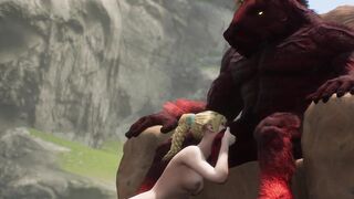 3D Demon Monster Makes Woman Suck Huge Cock