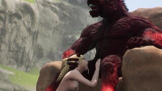 3D Demon Monster Makes Woman Suck Huge Cock