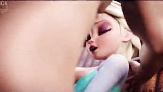 Hentai Cartoon ELSA FROZEN Fucked hard and creampied while fingering her pussy