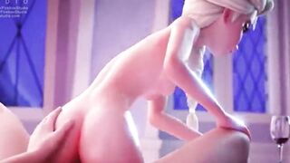 Hentai Cartoon ELSA FROZEN Fucked hard and creampied while fingering her pussy