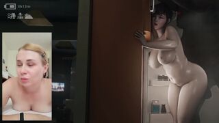 Mei sucks a huge cock