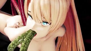 Japanese One Piece REDHEAD NAMI fucks a tentacles monster ALL HOLES DP Double Penetration, Squirt, Creampie.
